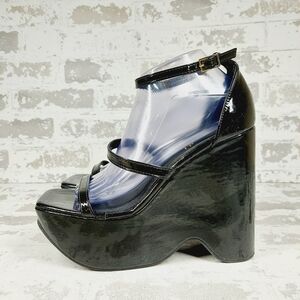 New Chase & Chloe Astra Black Faux Leather Dark Academia Platforms i942